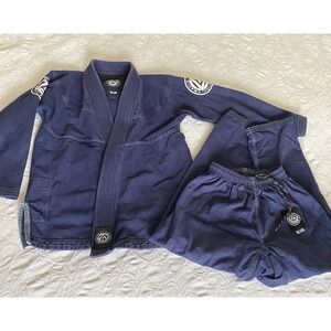Gracie Fighter Kids BJJ Gi Uniform Blue‎ M3 Jacket & Pants Jiu Jitsu Set Unisex